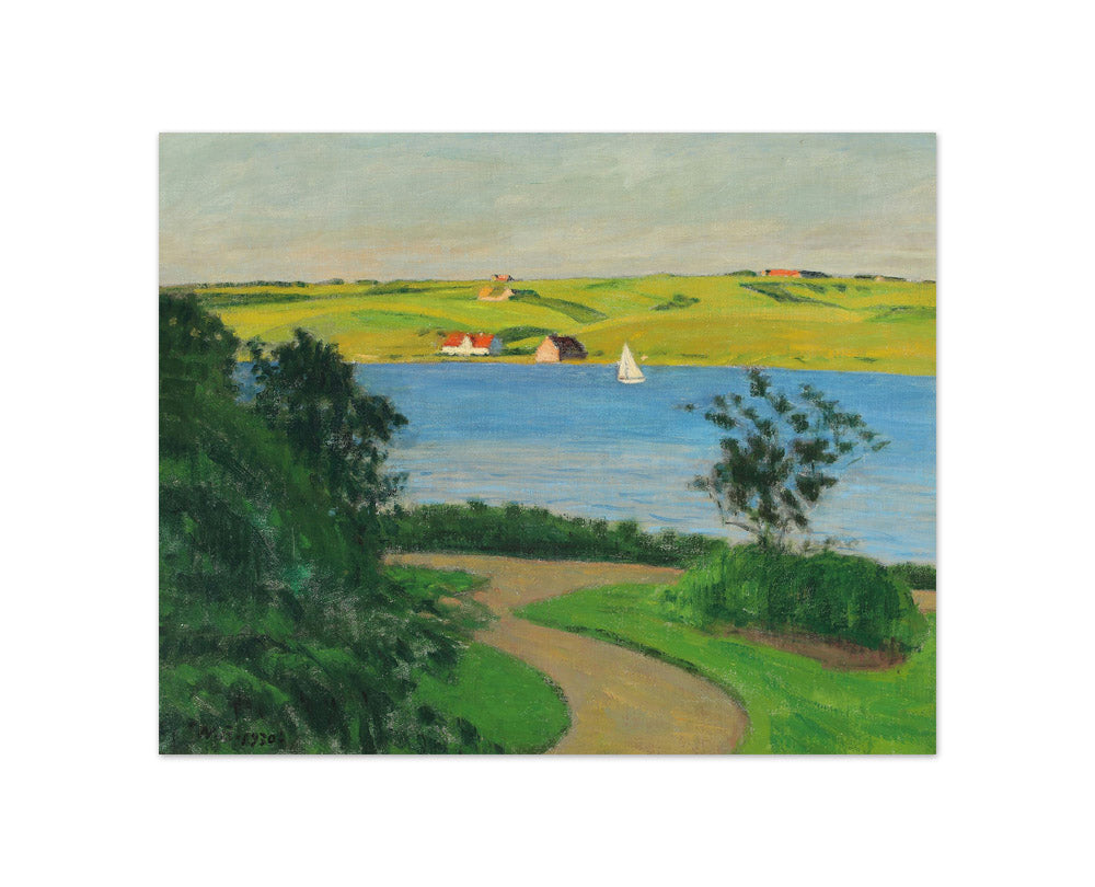 Niels Bjerre - Fjord Landscape with Sailing Ship - Compact / Full Bleed / No Frame