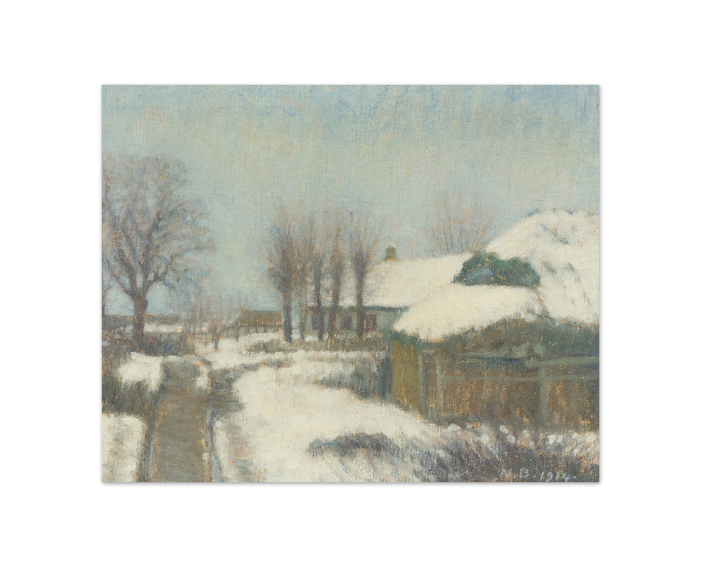 Niels Bjerre - Winter Landscape with a Farm in Djursland - Compact / Full Bleed / No Frame