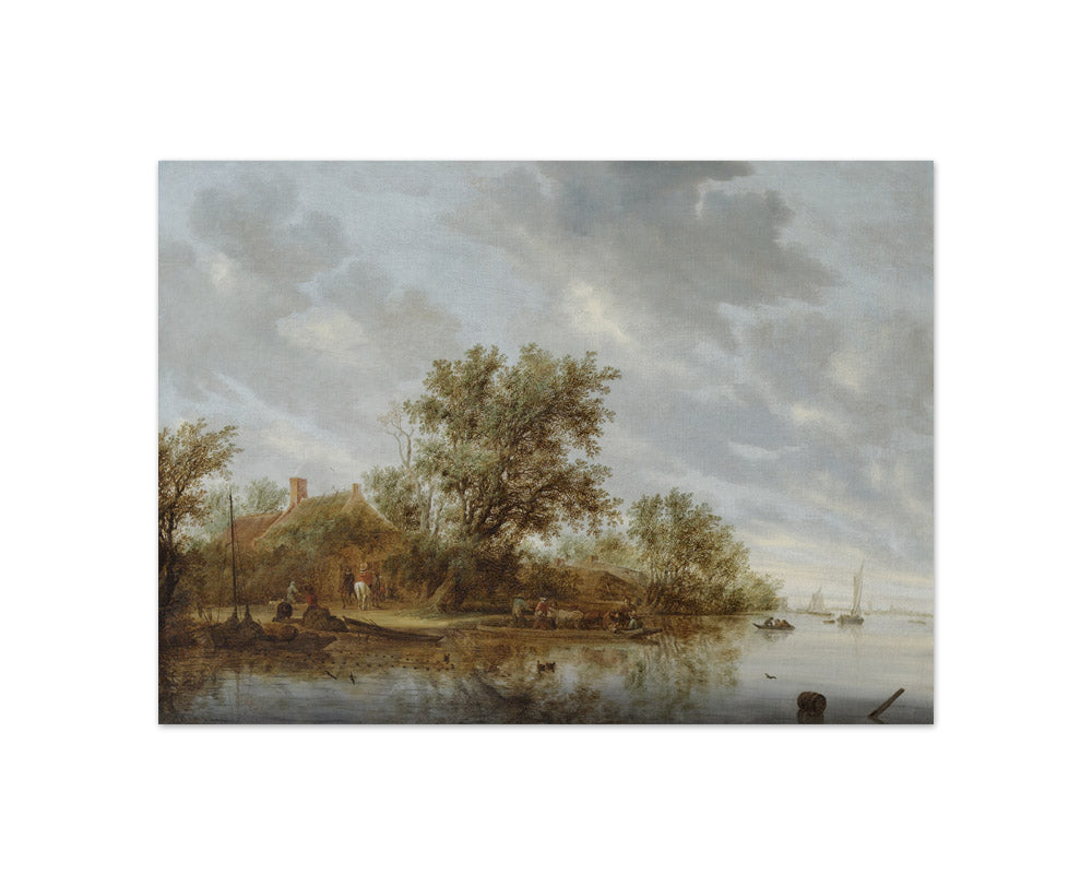 Salomon van Ruysdael - River Landscape with Ferry - Compact / Full Bleed / No Frame