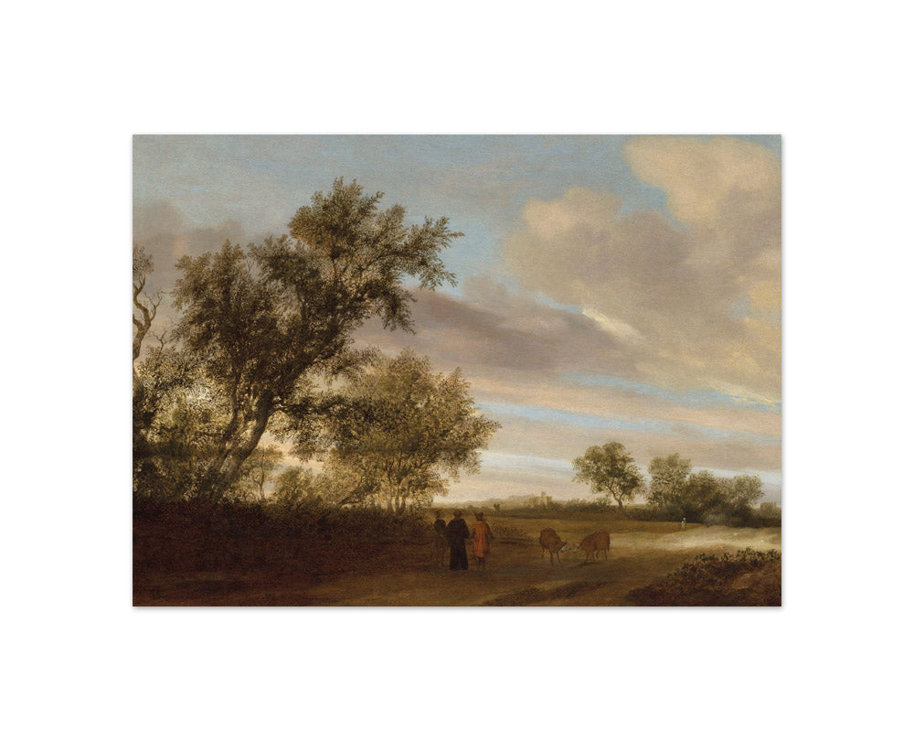 Salomon van Ruysdael - A Wooded Landscape with Peasants Conversing - Compact / Full Bleed / No Frame
