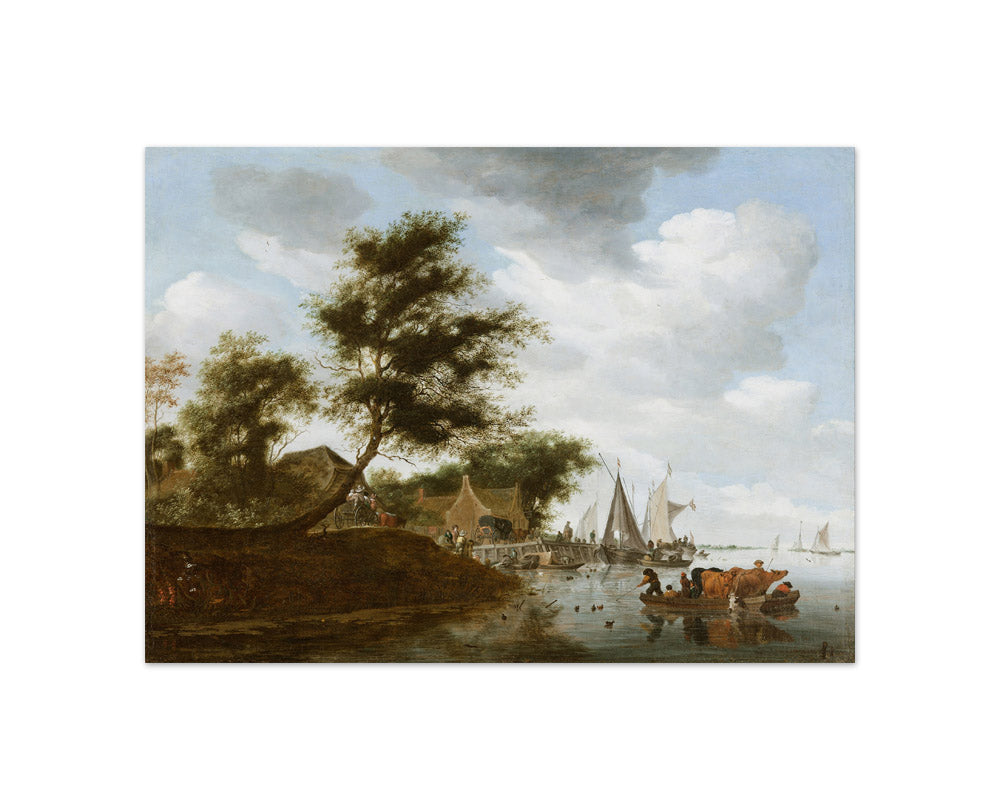 Salomon van Ruysdael - River Landscape with Ferry - Compact / Full Bleed / No Frame