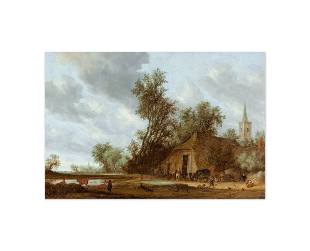 Salomon van Ruysdael - The Halt at the Inn - Compact / Full Bleed / No Frame