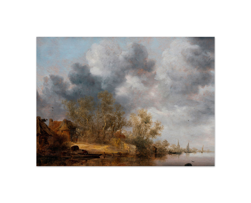 Salomon van Ruysdael - A Dutch River Landscape - Compact / Full Bleed / No Frame