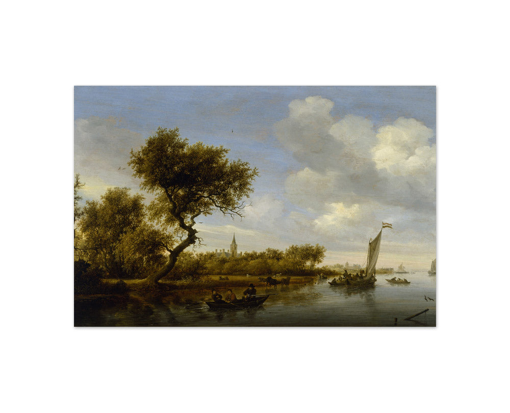 Salomon van Ruysdael - River Landscape with a Church in the Distance - Compact / Full Bleed / No Frame