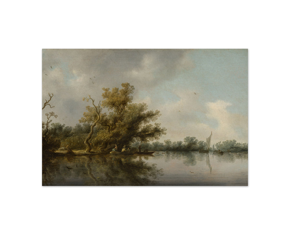Salomon van Ruysdael - Riverbank with Old Trees - Compact / Full Bleed / No Frame