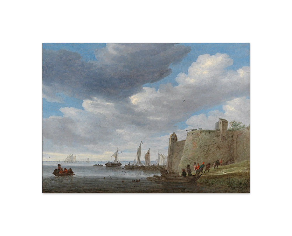 Salomon van Ruysdael - A River Estuary with Figures Pulling in Their Nets - Compact / Full Bleed / No Frame