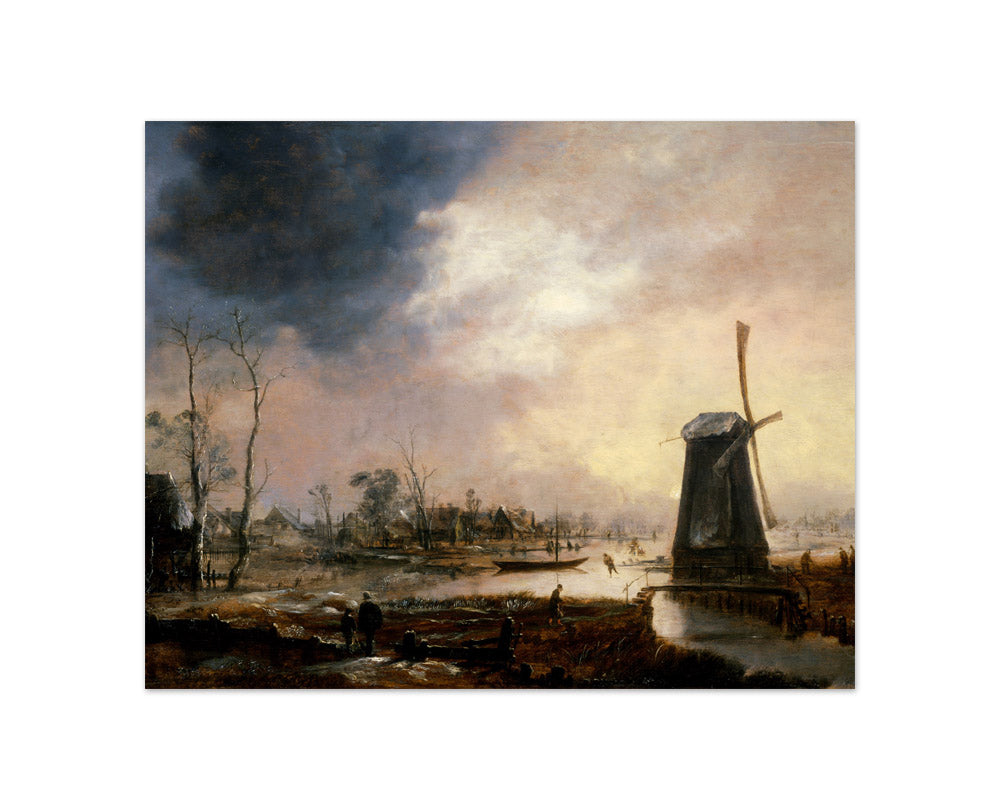 Aert van der Neer - A Winter Landscape with a Windmill - Compact / Full Bleed / No Frame