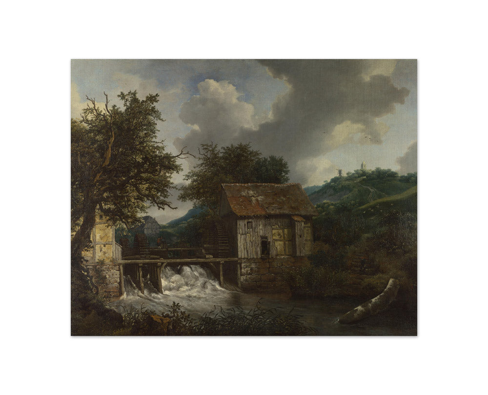 Jacob van Ruisdael - Two Watermills and an Open Sluice near Singraven - Compact / Full Bleed / No Frame