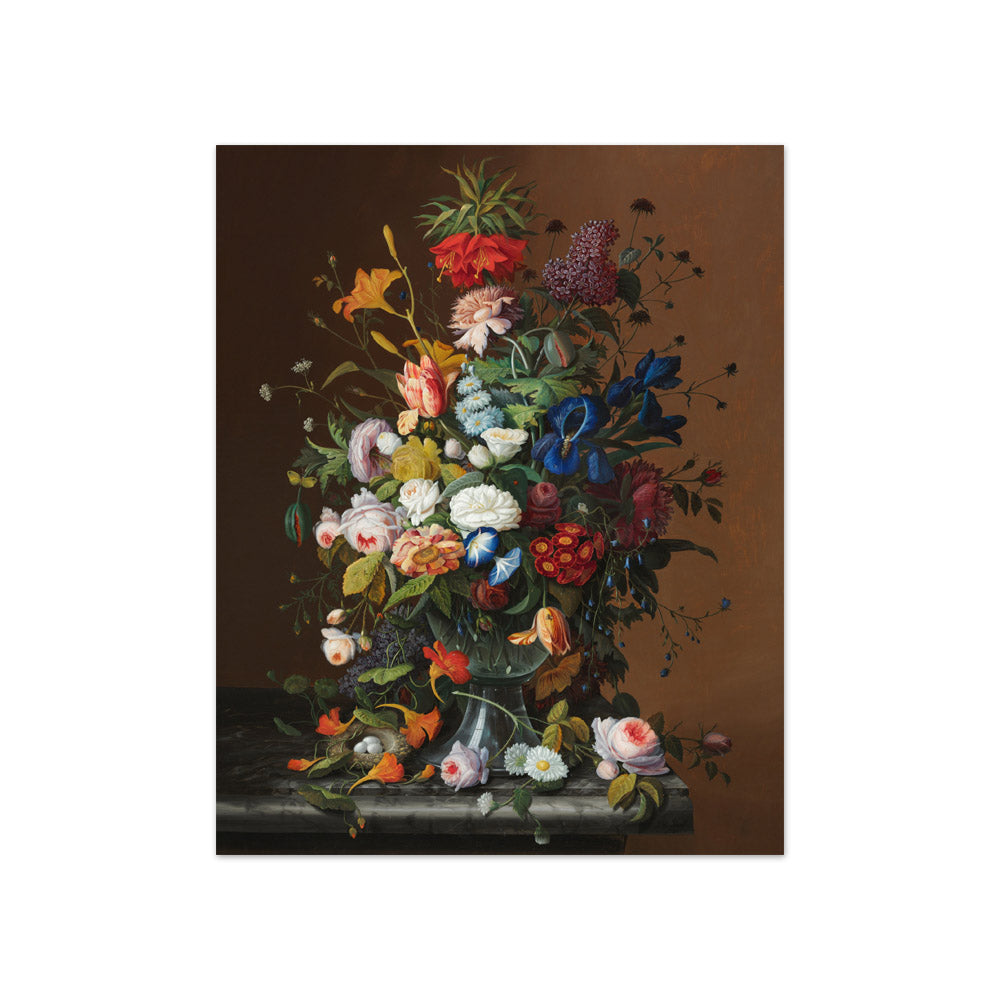 Severin Roesen - Flower Still Life with Bird's Nest - Compact / Full Bleed / No Frame