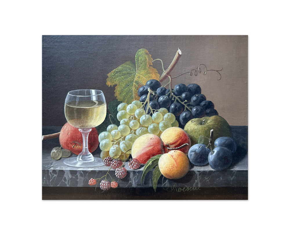 Severin Roesen - Still Life: Grapes, Peaches, Blueberries, Raspberries, and Apples - Compact / Full Bleed / No Frame