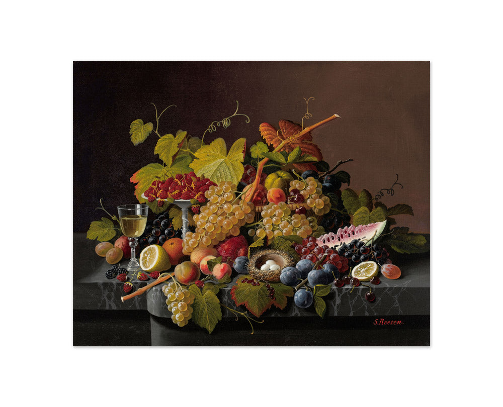Severin Roesen - Still Life with Fruits and a Bird's Nest - Compact / Full Bleed / No Frame
