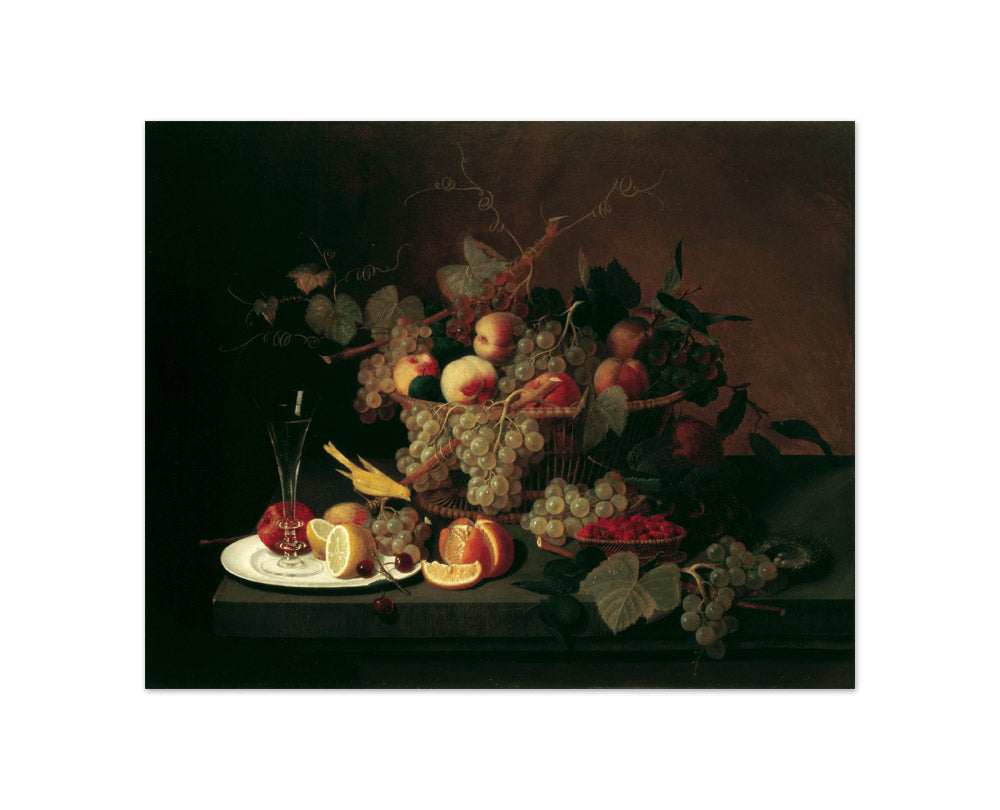 Severin Roesen - Still Life With Fruit, Goblet, and Canary (Nature's Bounty) - Compact / Full Bleed / No Frame