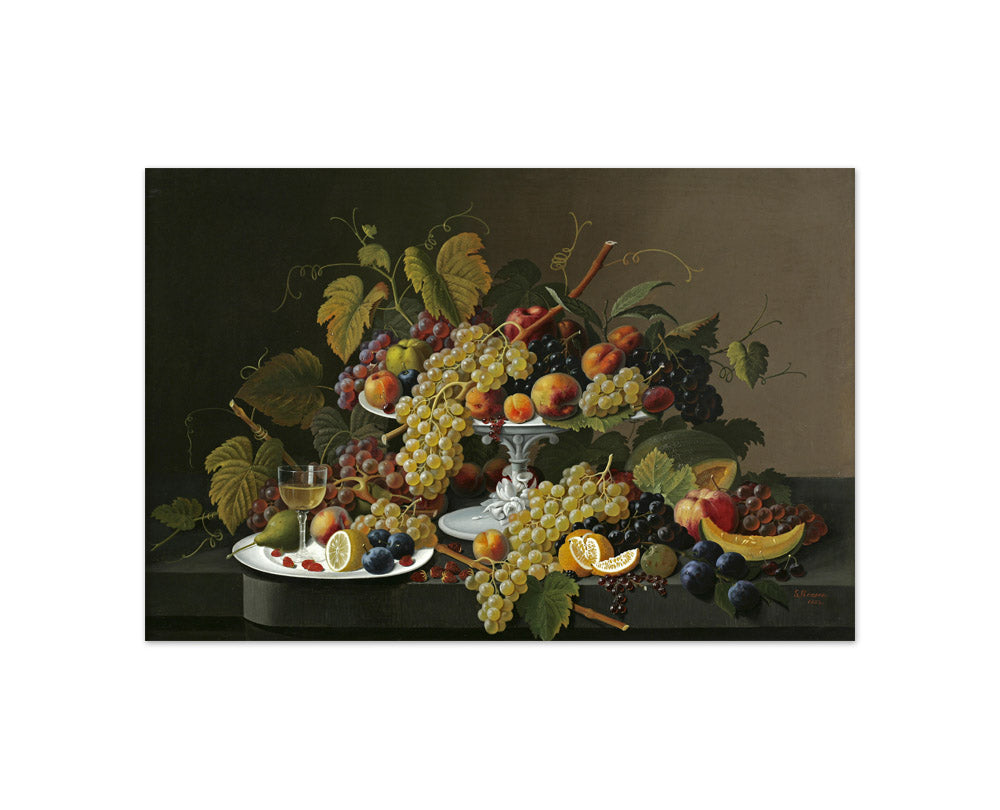 Severin Roesen - Still Life of Fruit and Wine on a Table - Compact / Full Bleed / No Frame