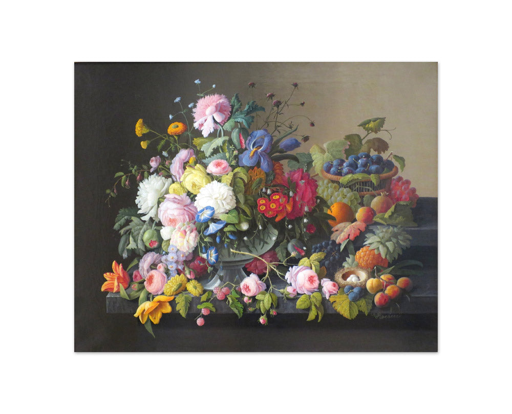 Severin Roesen - Still Life with Flowers and Fruit - Compact / Full Bleed / No Frame
