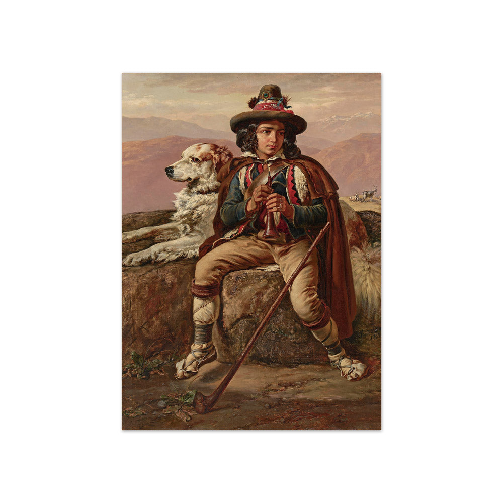 Siegwald Dahl - Shepherd Boy with Dog in Southern Landscape - Compact / Full Bleed / No Frame