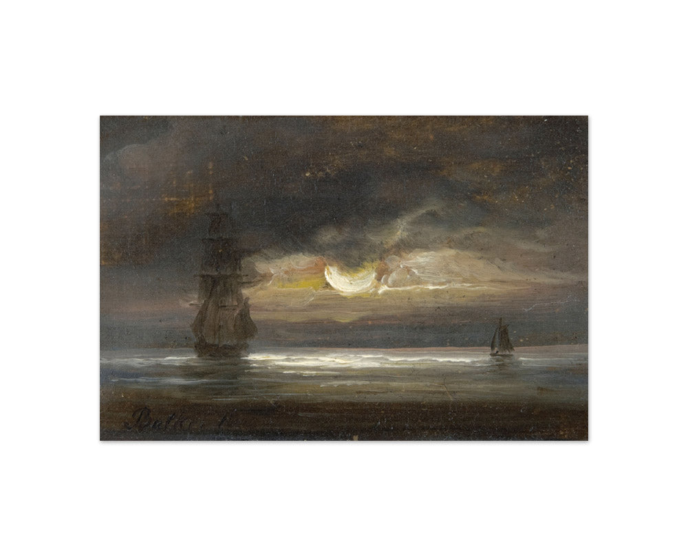 Peder Balke - Two Sailing Boats by Moonlight - Compact / Full Bleed / No Frame