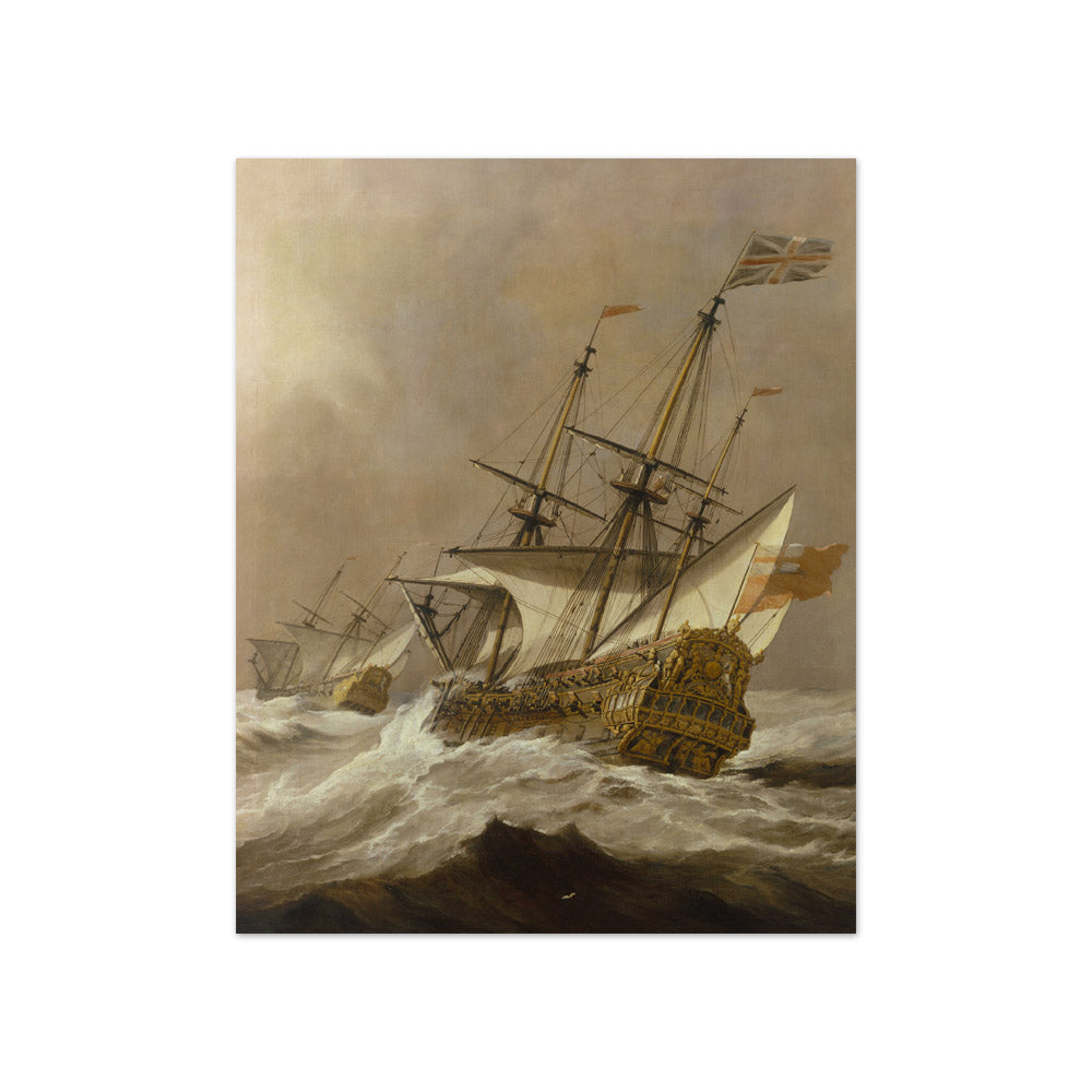 Willem van de Velde the Younger - The 'Resolution' In a Gale - Compact / Full Bleed / No Frame