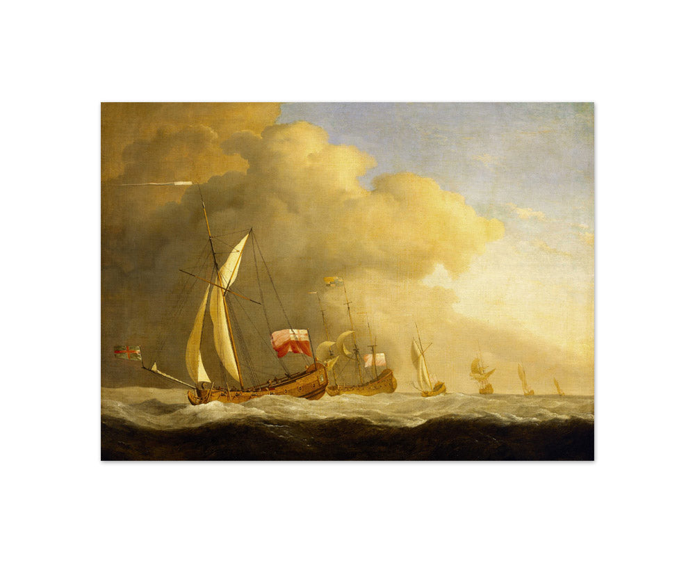 Willem van de Velde the Younger - English Royal Yachts at Sea, in a Strong Wind in Company with a Ship Flying the Royal Standard - Compact / Full Bleed / No Frame