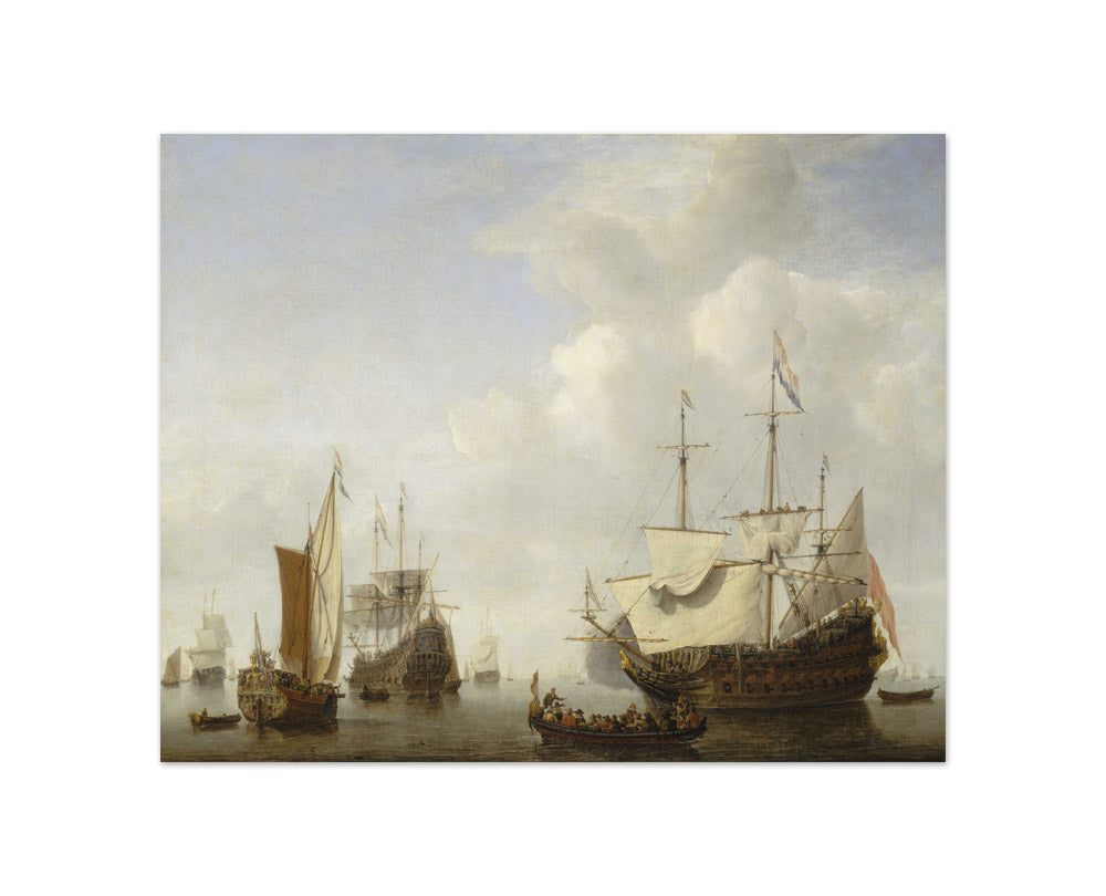 Willem van de Velde the Younger - A Dutch Flagship Coming to Anchor with a States Yacht Before a Light Air - Compact / Full Bleed / No Frame