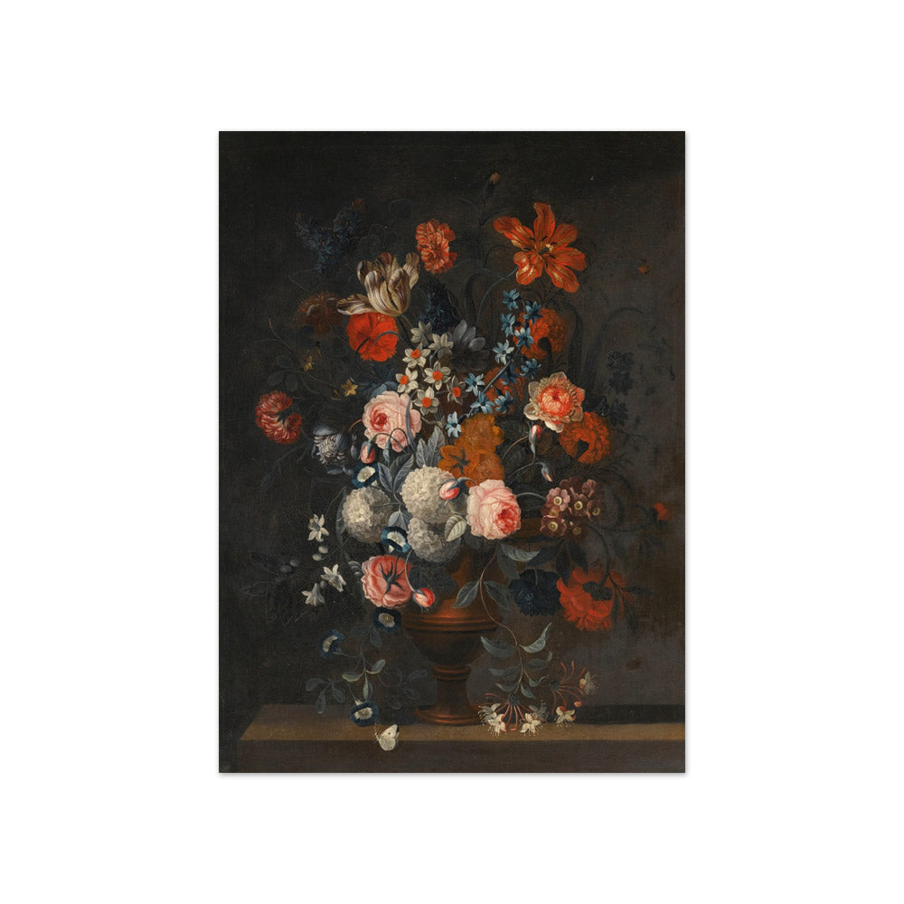 Simon Hardimé - Arrangement of Tulips, a Peony, Forget-Me-Not and Other Flowers in a Vase on a Ledge - Compact / Full Bleed / No Frame