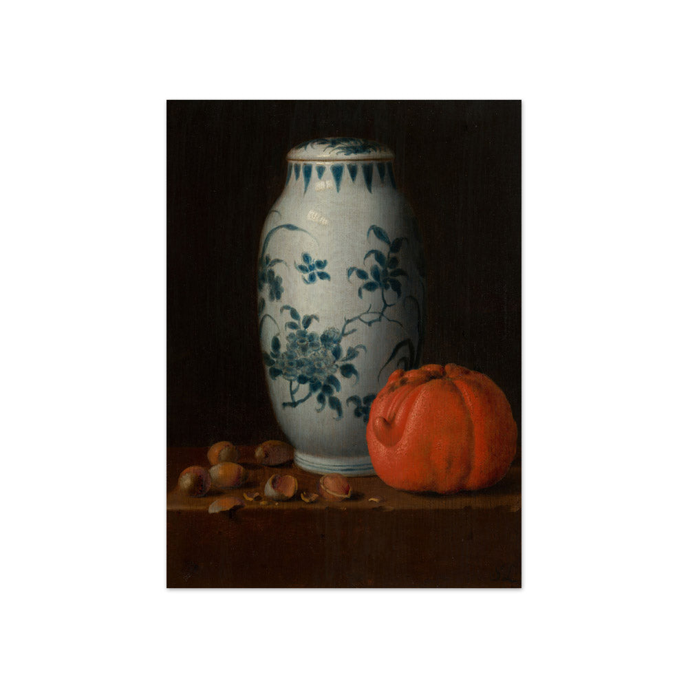 Simon Luttichuys - Still Life with Chinese Vase, Hazelnuts and Orange - Compact / Full Bleed / No Frame