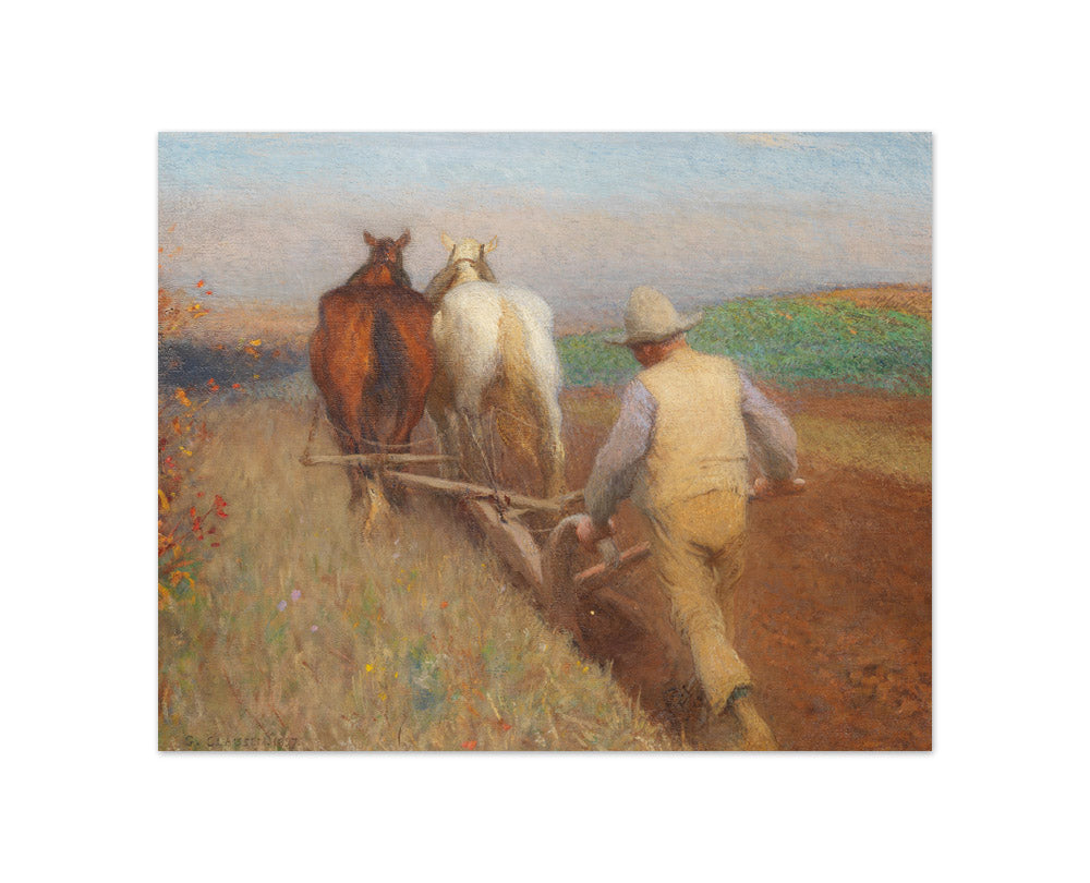 Sir George Clausen - An Autumn Morning, Ploughing - Compact / Full Bleed / No Frame