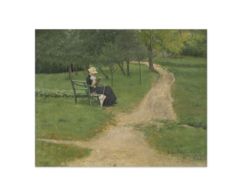 Sofie Werenskiold - Reading Woman on Garden Bench - Compact / Full Bleed / No Frame