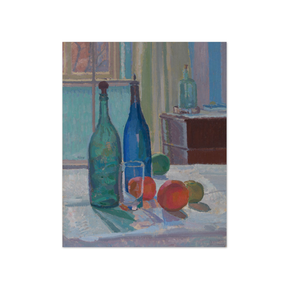 Spencer Frederick Gore - Blue and Green Bottles and Oranges - Compact / Full Bleed / No Frame