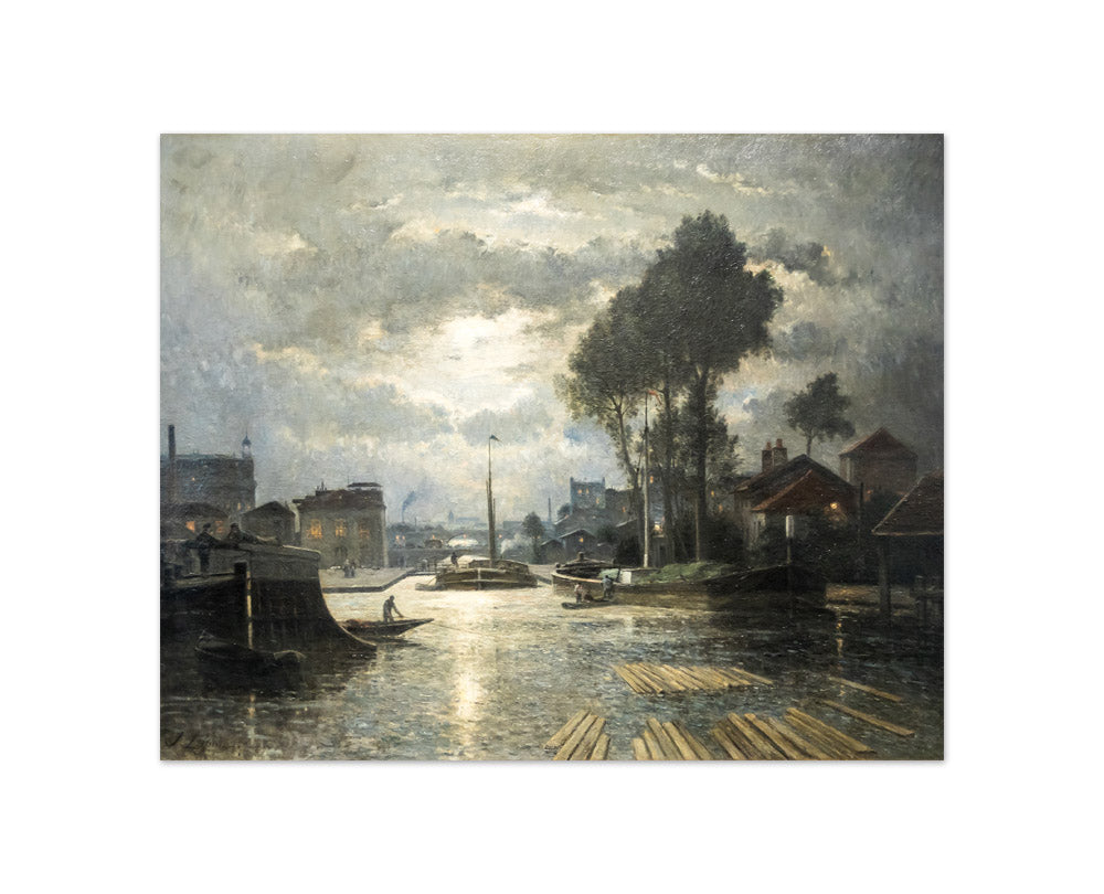 Stanislas Lépine - The Canal Saint-Denis by Moonlight - Compact / Full Bleed / No Frame