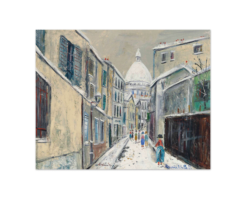 Maurice Utrillo - Rue Saint-Rustique in Montmartre, Under the Snow - Compact / Full Bleed / No Frame