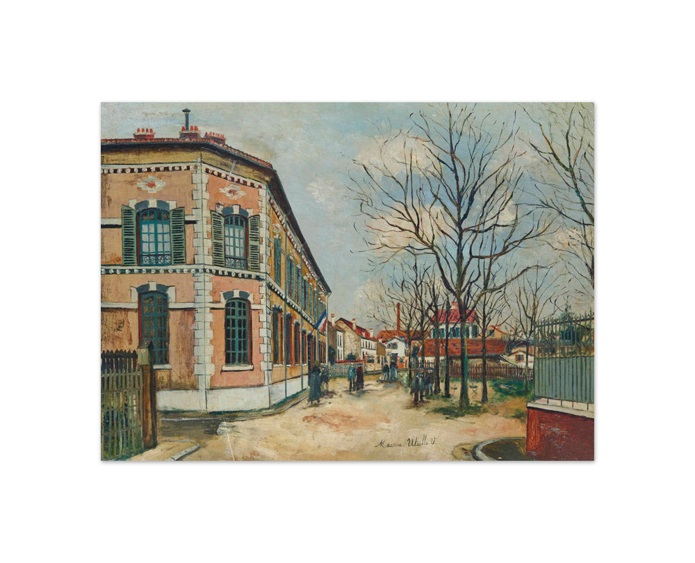 Maurice Utrillo - The School Carnot at Argenteuil - Compact / Full Bleed / No Frame