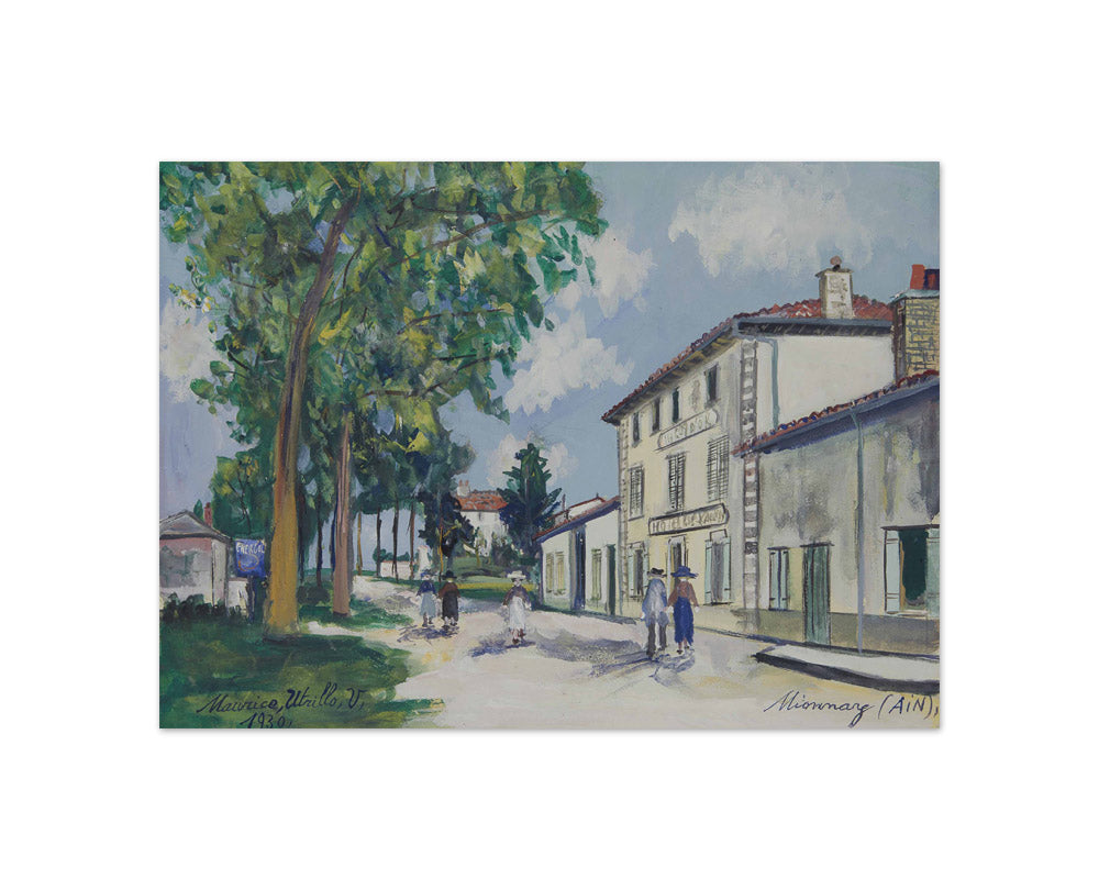 Maurice Utrillo - Hôtel du Lion d'Or, View from the Center, Mionnay (Ain) - Compact / Full Bleed / No Frame