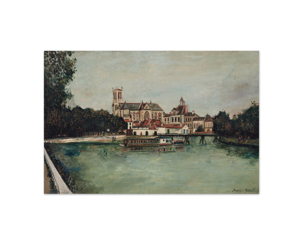 Maurice Utrillo - Cathedral and Town Hall, Perspective on the Marne, Meaux - Compact / Full Bleed / No Frame