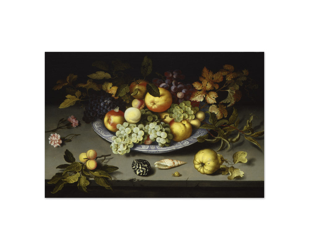 Balthasar van der Ast - Still Life of Fruit on a Kraak Porcelain Dish - Compact / Full Bleed / No Frame