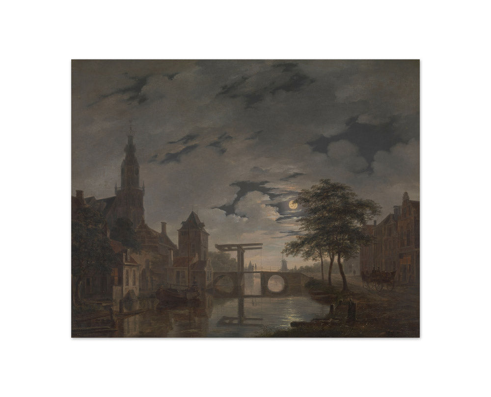 Bartholomeus Johannes van Hove - Dutch Town by Moonlight - Compact / Full Bleed / No Frame