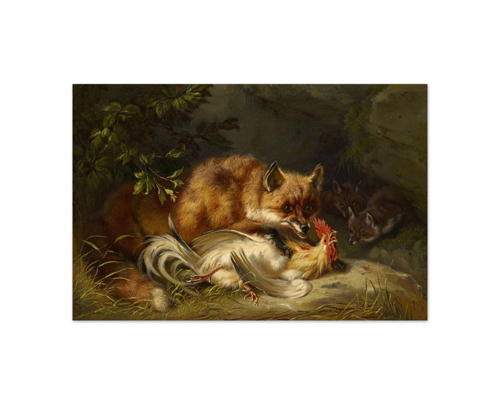Benno Raffael Adam - Fox Attacking a Cock - Compact / Full Bleed / No Frame