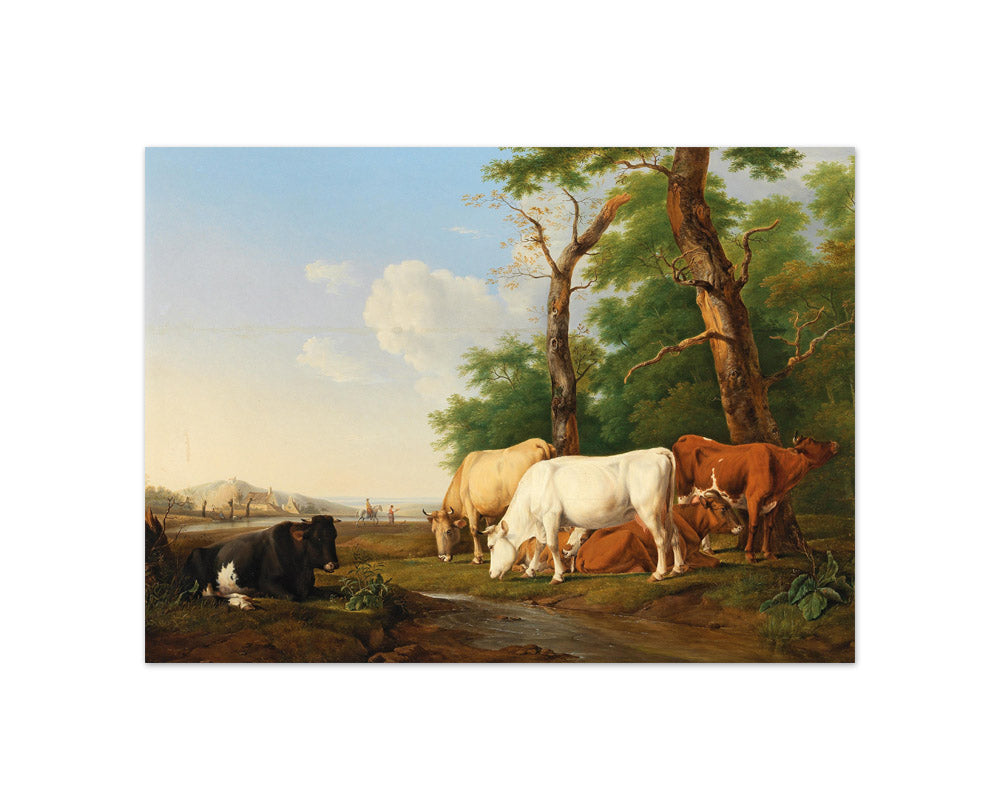 Johann Baptist Michael Dallinger von Dalling - Cows in a Meadow - Compact / Full Bleed / No Frame