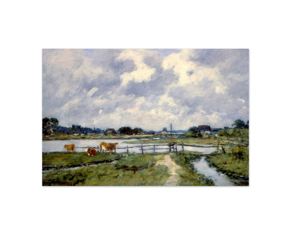 Eugène Louis Boudin - The Valley of the Touques. Cows in the Meadow - Compact / Full Bleed / No Frame