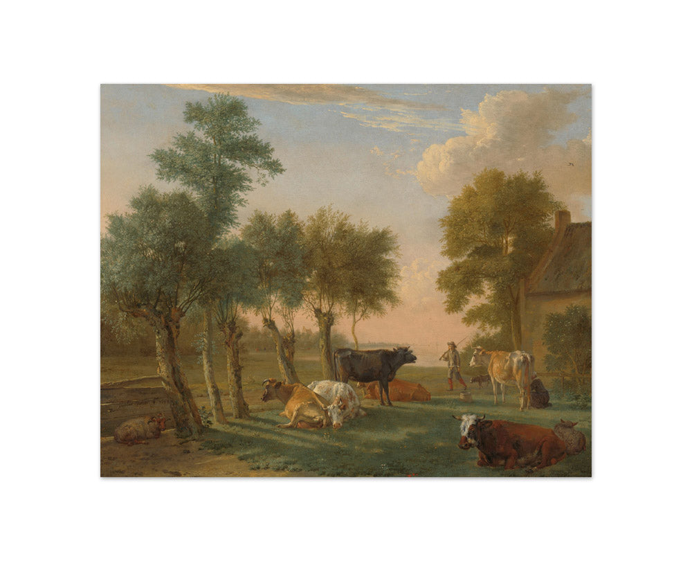 Paulus Potter - Cows in the Meadow by a Farm - Compact / Full Bleed / No Frame