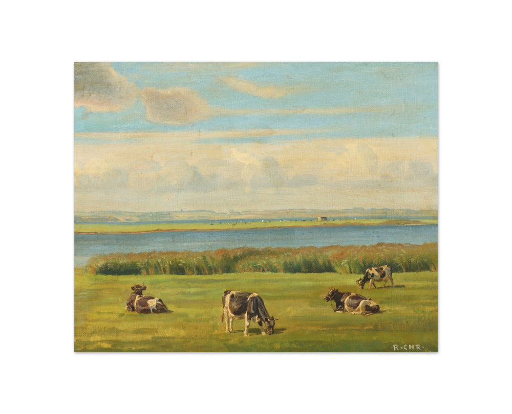 Rasmus Christiansen - Cows Grazing by Hjarbæk Fjord - Compact / Full Bleed / No Frame