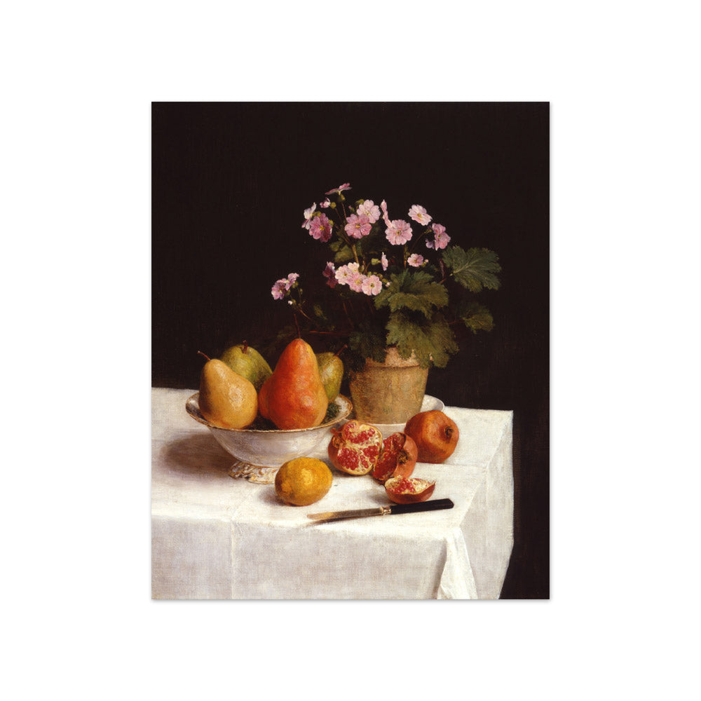 Henri Fantin-Latour - Still Life of Primroses, Pears, and Pomegranates - Compact / Full Bleed / No Frame