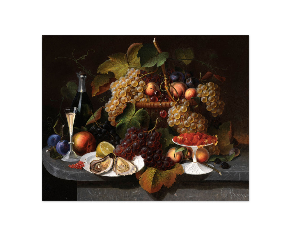 Everhart Kuhn - Still Life with Fruit, Oysters, and Wine - Compact / Full Bleed / No Frame