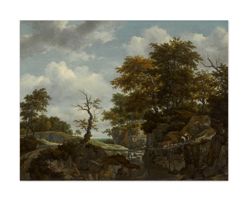 Jacob van Ruisdael - Landscape with Bridge, Cattle, and Figures - Extra Large / Full Bleed / No Frame