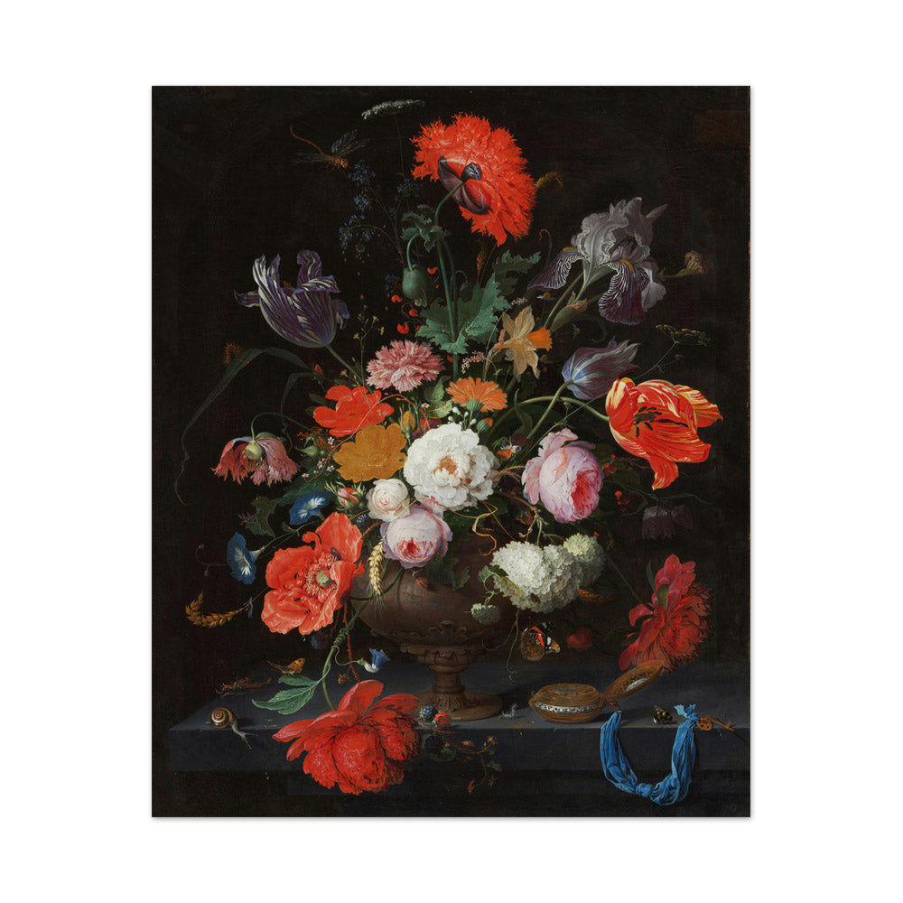 Still Life with Flowers and a Watch by Abraham Mignon - Large / Full Bleed / No Frame