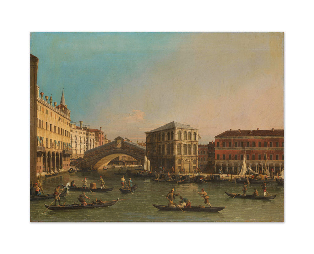 The Grand Canal with the Rialto Bridge and the Fondaco dei Tedeschi by Canaletto - Large / Full Bleed / No Frame