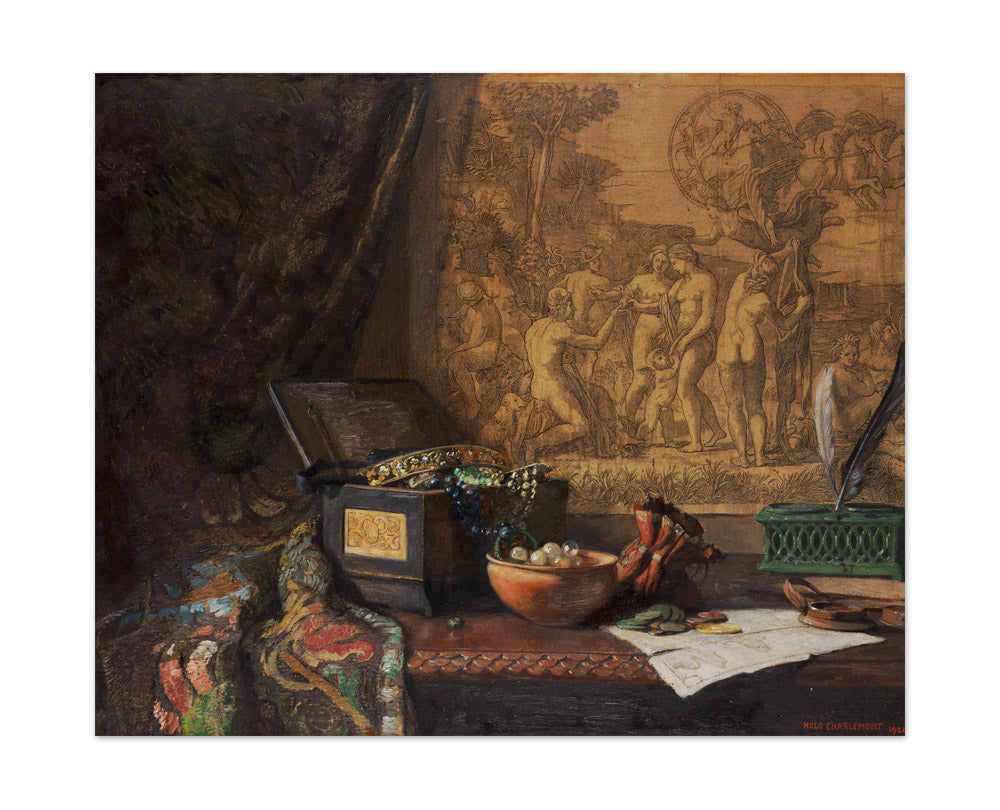 Still life with Judgment of Paris by Hugo Charlemont - Large / Full Bleed / No Frame