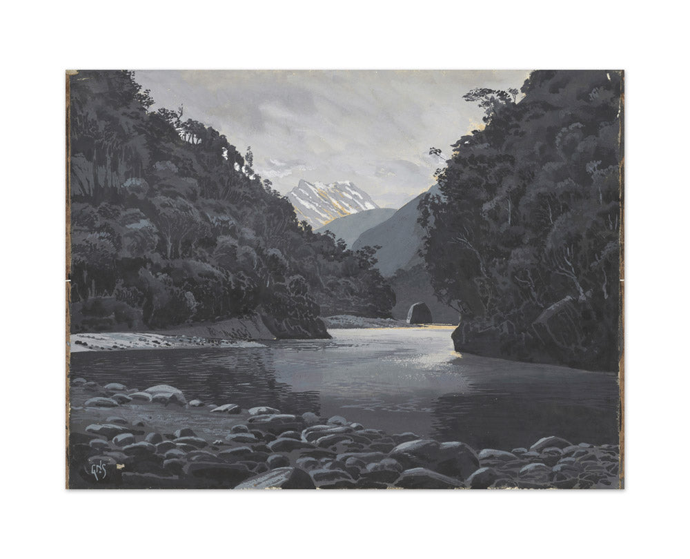 Looking up the Karangarua Range from above the Great Cataract by George Sturtevant - Large / Full Bleed / No Frame