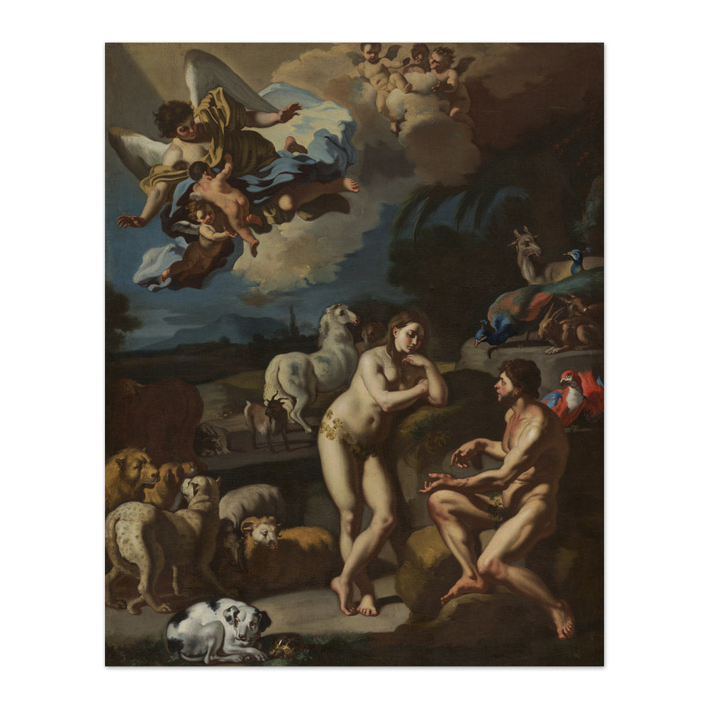 Adam and Eve in Paradise by Francesco Solimena - Majestic / Full Bleed / No Frame