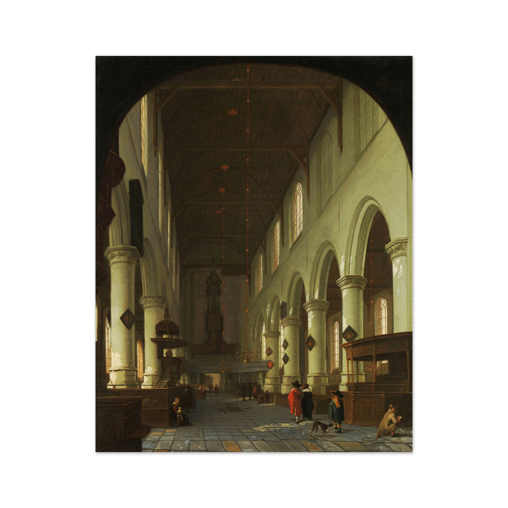 Interior of the Oude Kerk in Delft from the Choir toward the Portal by Cornelis de Man (attributed to) - Medium / Full Bleed / No Frame