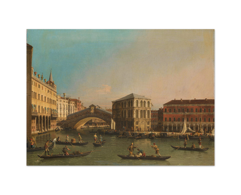 The Grand Canal with the Rialto Bridge and the Fondaco dei Tedeschi by Canaletto - Medium / Full Bleed / No Frame